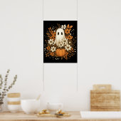 Schattigee geest met pompoen en Herfst bloesems -  Poster (Keuken)