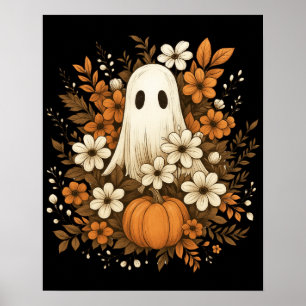 Schattigee geest met pompoen en Herfst bloesems -  Poster