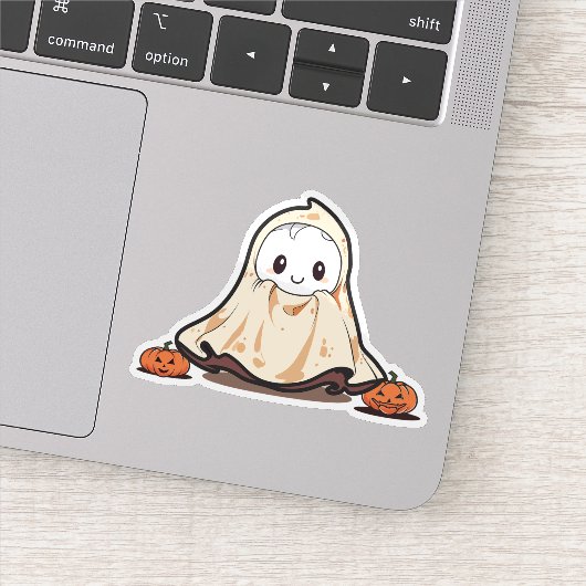 Schattigee geest met pompoenen sticker (Detail)