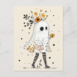 Schattigee geest met zonnebloemen grillige Hallowe Briefkaart