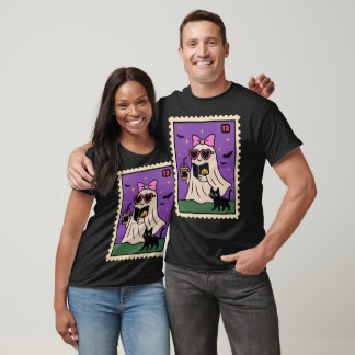 Schattigee geest met zwarte kat t-shirt