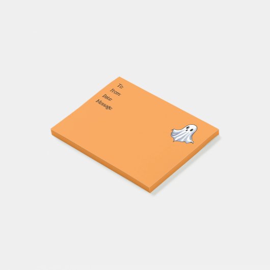 Schattigee geest op Halloween Oranje boodschap Post-it® Notes (Schuin)