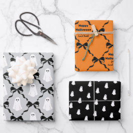 Schattigee geesten en Coquette Bows Halloween Inpakpapier Vel