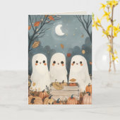 Schattigee geesten en pompoenen grillige Happy Hal Kaart (Gele Bloem)