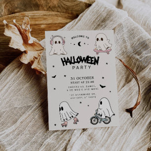 Schattigee Geesten Halloween Party Kaart