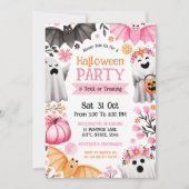 Schattigee geesten Halloween Party & Trick or Trea Kaart (Voorkant)