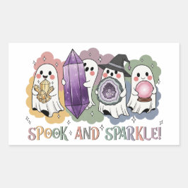 Schattigee geesten kristallen Halloween magie esth Rechthoekige Sticker