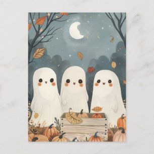 Schattigee geesten met pompoenoogst Halloween Briefkaart