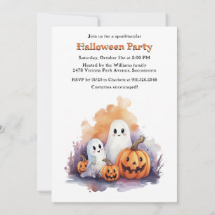 Schattigee Geesten Pompoenen Kinder Halloween Part Kaart