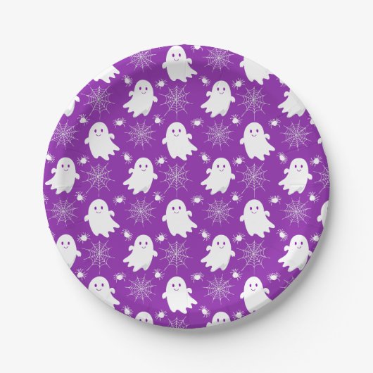 Schattigee geesten | Spinnen | Spider Webs Hallowe Papieren Bordje (Voorkant)