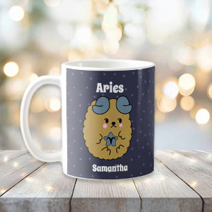 Schattigee geïllustreerde Ram Zodiac gepersonalise Koffiemok