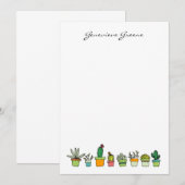 Schattigee geïllustreerde succulente monogram noti notitiekaartje (Voorkant / Achterkant)