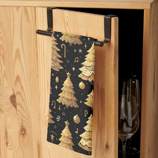 Schattigee  geïnspireerde kerstboom keukenhanddoek (Derde Gevouwen)