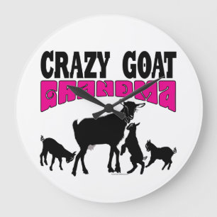 SCHATTIGEE GEIT Crazy Goat Oma Round Grote Klok