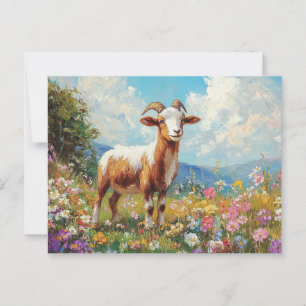 Schattigee Geit Kleurrijke Wildflower Meadow Briefkaart