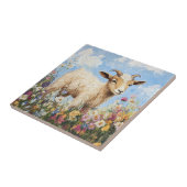 Schattigee geit omgeven door wilde bloemen tegeltje (Zijkant)