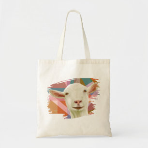 Schattigee geit op kleurrijke geometrische tote bag
