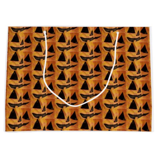 Schattigee gekantelde gezicht Jack-O-Lantern Gift Groot Cadeauzakje (Voorkant)