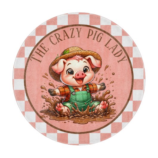 Schattigee gekke varken dame snijplank (Voorkant)