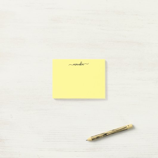 Schattigee Gele Aangepaste Naam Post-it® Notes (Op bureau)