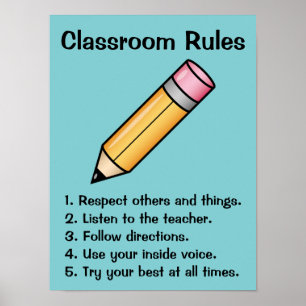 Schattigee Gele Cartoon Potlood Custom Classroom R Poster