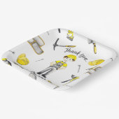 Schattigee gele constructie vrachtwagen dumppatroo papieren bordje (Gebogen)