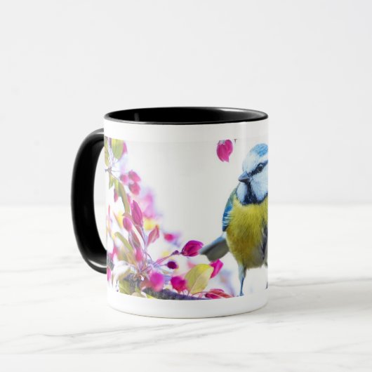 Schattigee Gele en Blauwe Vogel - Levendige Wildli Mok (Voorkant links)