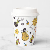 Schattigee Gele en Groene Boo Halloween Papieren K Papieren Bekers (Achterkant)