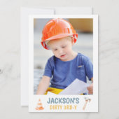 Schattigee Gele Fotoconstructie Dirty 3rdy Verjaar Kaart (Achterkant)