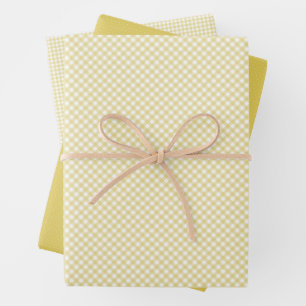 Schattigee gele gingham en stippen eenvoudige klas inpakpapier vel