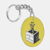 Schattigee Gele Giraffe in een Doos Aangepaste Naa Sleutelhanger (Voorkant Links)