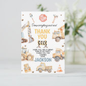 Schattigee Gele Jongens Bouw Verjaardag Bedankkaart (Staand voorkant)