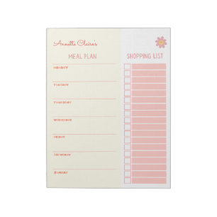 Schattigee Gele & Roze Maaltijdplanner en boodscha Notitieblok