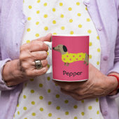 Schattigee Gele & Roze Teckel Hondennaam Funny Extra Grote Beker