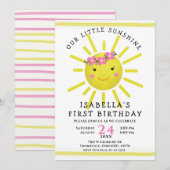 Schattigee Gele Zonneschijn 1e Verjaardagsfeest Kaart (Voorkant / Achterkant)