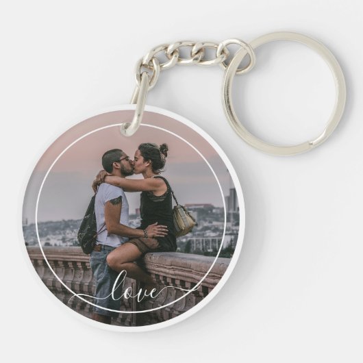 Schattigee geliefden paar Afbeelding eenvoudige li Sleutelhanger (Achterkant)