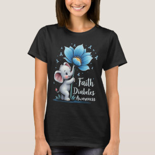 Schattigee Geloof Olifanten Diabetes Bewustzijn Re T-shirt