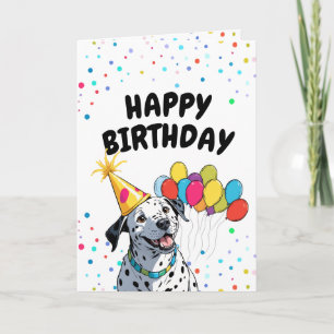 Schattigee gelukkige Dalmatische hond en ballonnen Kaart