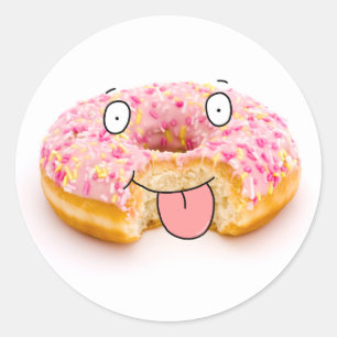 Schattigee gelukkige roze donut karakter sticker