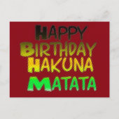 Schattigee Gelukkige Verjaardag Hakunamatata Inspi Briefkaart (Voorkant)