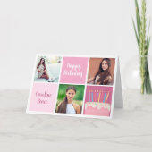 Schattigee Gelukkige Verjaardag Roze Fotocollage C Kaart (Voorkant)
