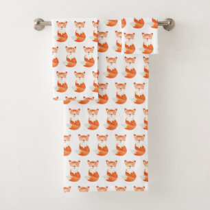 Schattigee gember fox cartoon illustratie bad handdoek