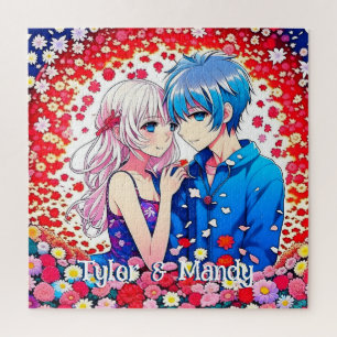 Schattigee gepersonaliseerde anime koppel namen legpuzzel