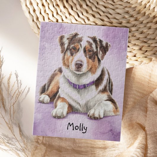 Schattigee gepersonaliseerde Australian Shepherd Legpuzzel