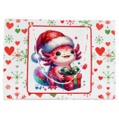 Schattigee gepersonaliseerde Axolotl Christmas Groot Cadeauzakje (Achterkant)