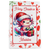 Schattigee gepersonaliseerde Axolotl Christmas Medium Cadeauzakje (Voorkant)
