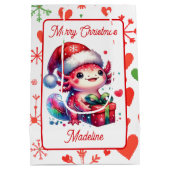 Schattigee gepersonaliseerde Axolotl Christmas Medium Cadeauzakje (Achterkant)