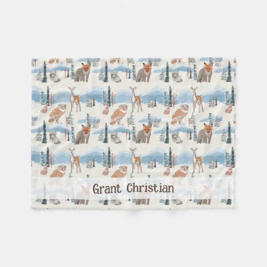 Schattigee Gepersonaliseerde bosdieren baby deken (Voorkant (Horizontaal))