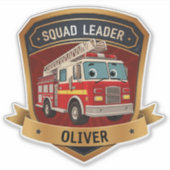 Schattigee gepersonaliseerde brandweerbadge sticker (Voorkant)