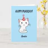 Schattigee Gepersonaliseerde Cat Happy Purrday ver Kaart (Gele Bloem)